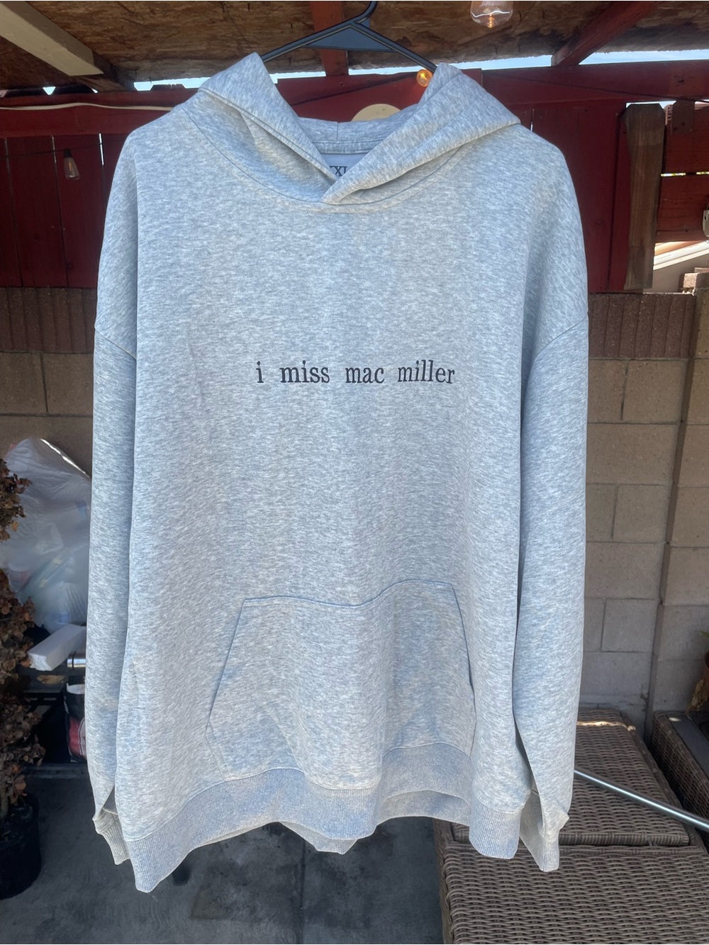 Gray "i miss mac miller" embroidered Hoodie